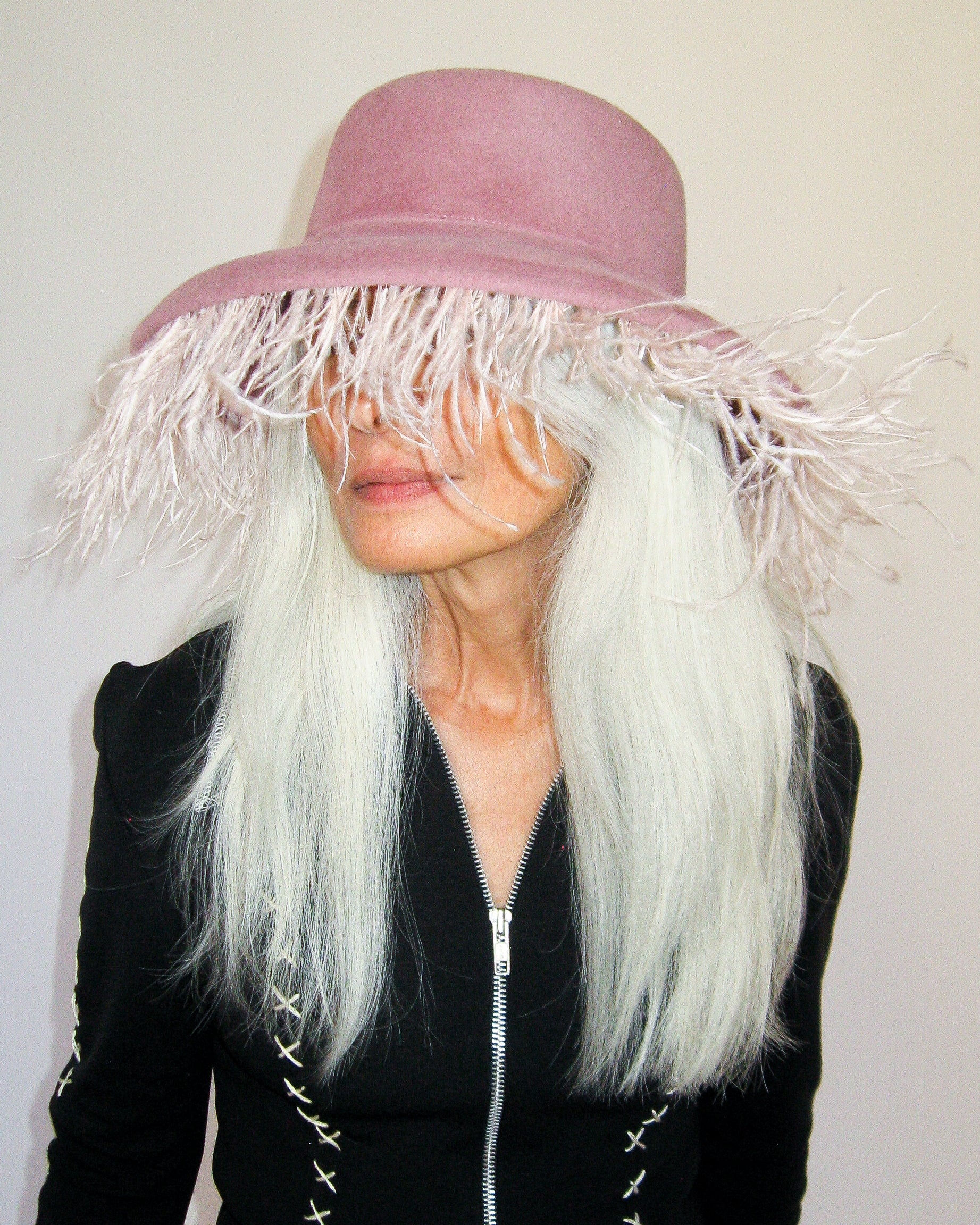 Plasma Hat in Rose Velour Angora Felr - CLYDE