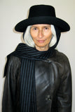 Gambler Hat in Black Wool w. Pinstripe Neck Scarf - CLYDE