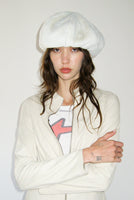 Faux Fur Beret in Crema - CLYDE