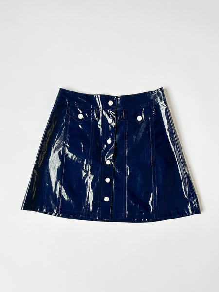Vinyl Mini Skirt in Navy - CLYDE