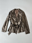 Leather Trench in Metallic Mauve - CLYDE