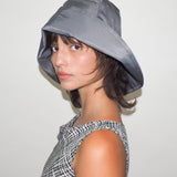 Iona Hat in Grey Flight Satin