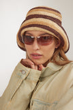 Opia Hat in Cream & Brown Striped Toquilla Straw - CLYDE