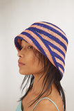 Opia Hat in Pink & Blue Stripe Toquilla Straw - CLYDE