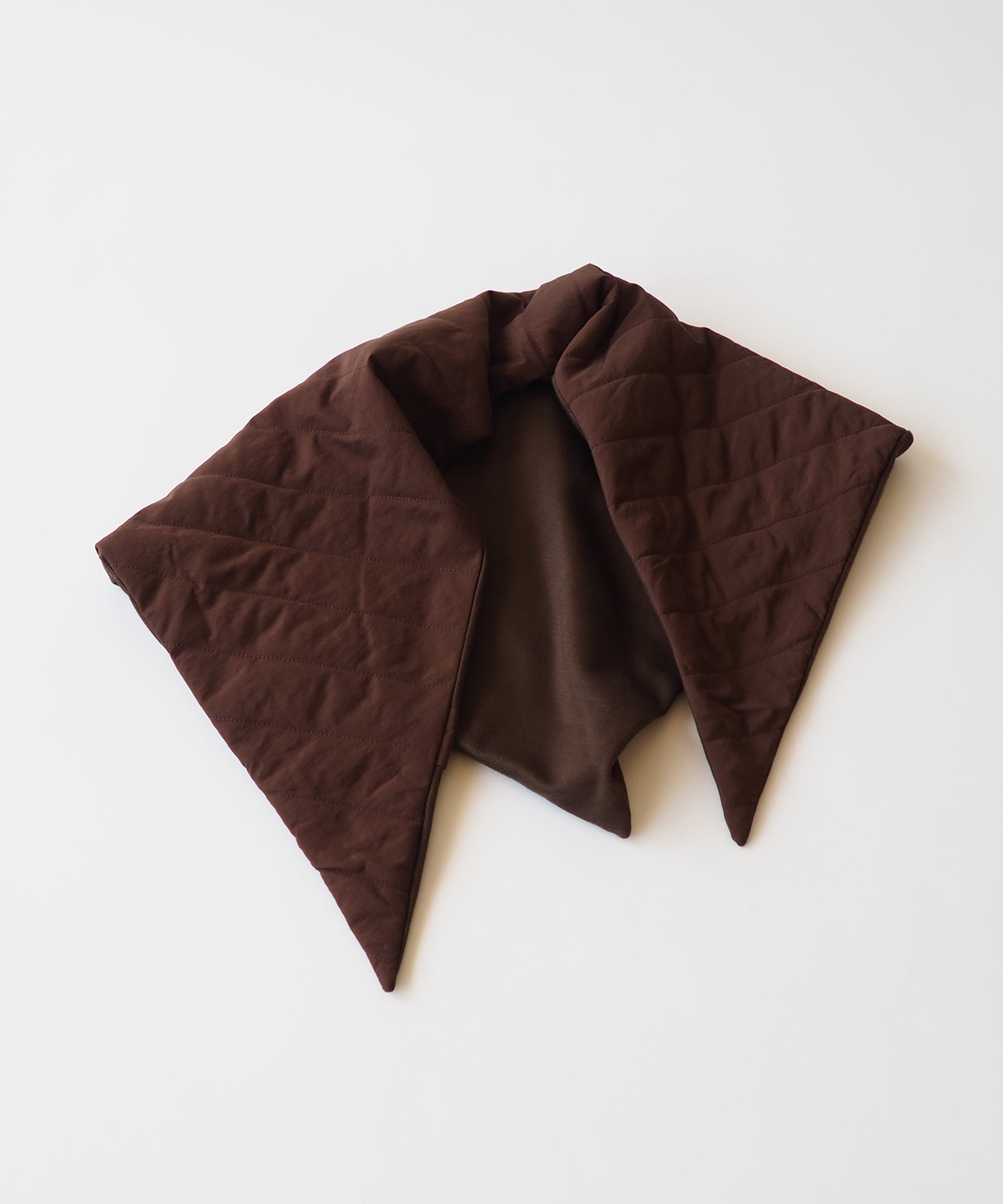 Puff Scarf in Brown Nylon & Jersey Back - CLYDE