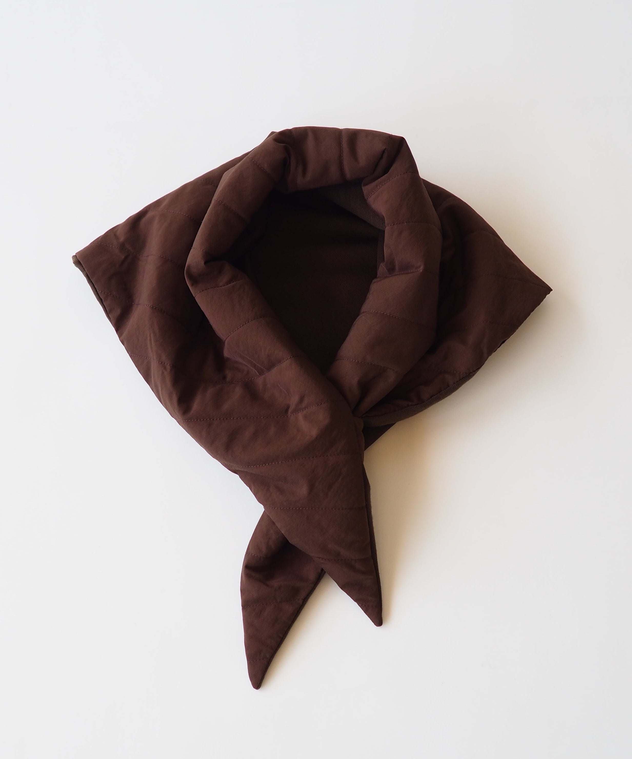 Puff Scarf in Brown Nylon & Jersey Back - CLYDE