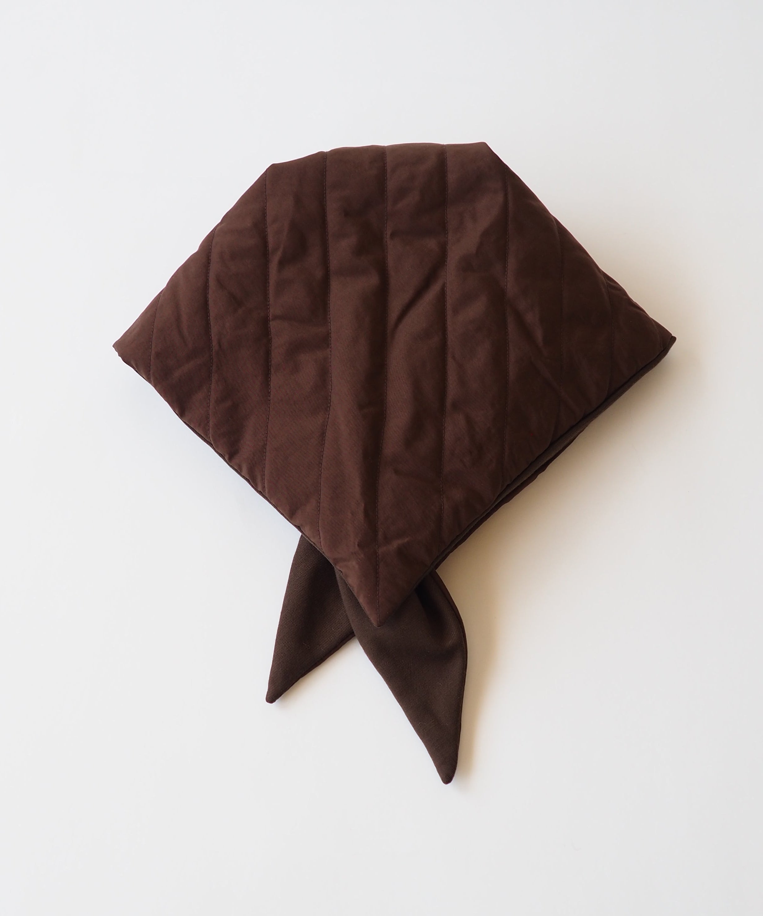 Puff Scarf in Brown Nylon & Jersey Back - CLYDE