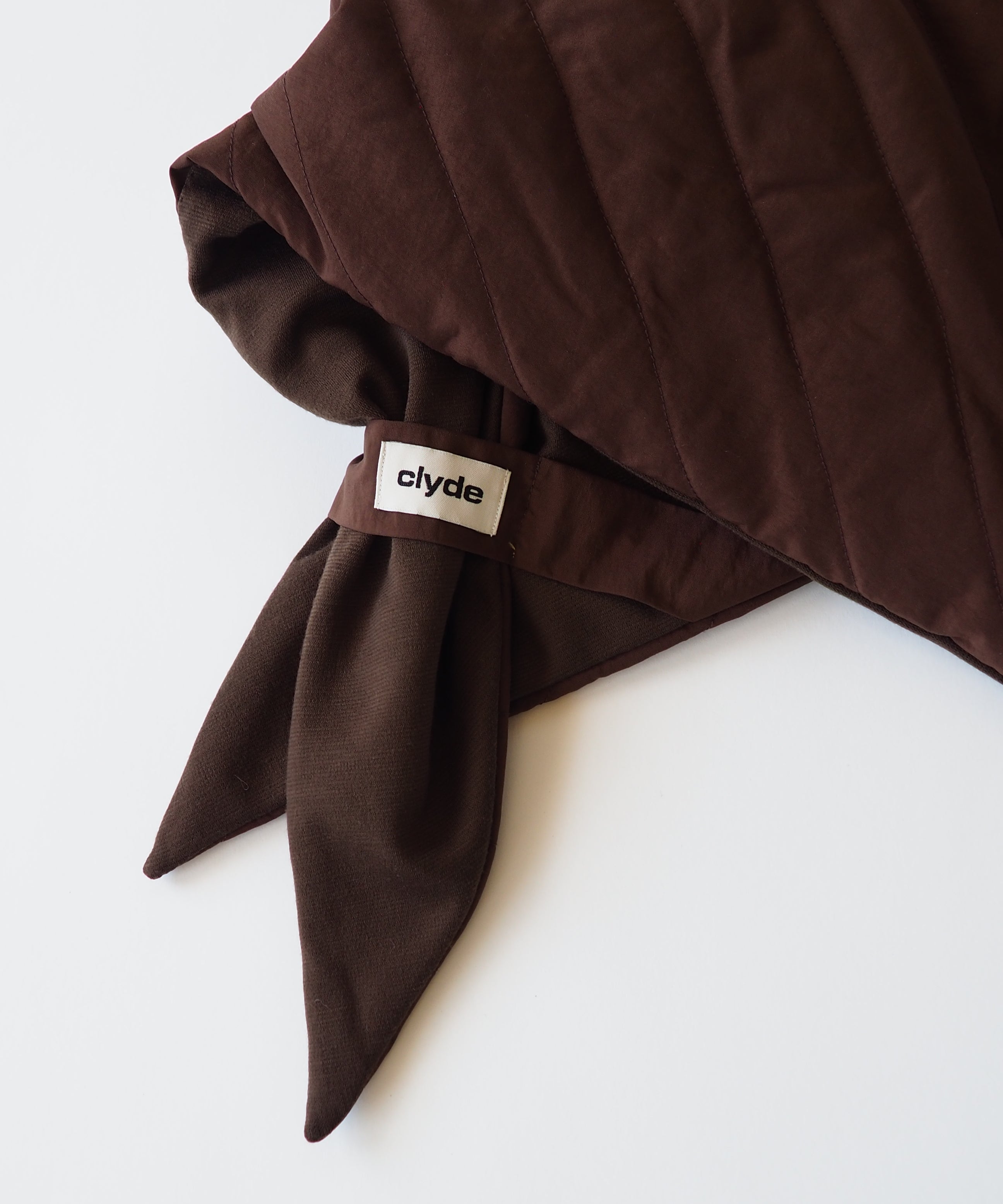 Puff Scarf in Brown Nylon & Jersey Back - CLYDE