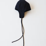 Wool Suiting Beanie in Charcoal Pinstripe - CLYDE