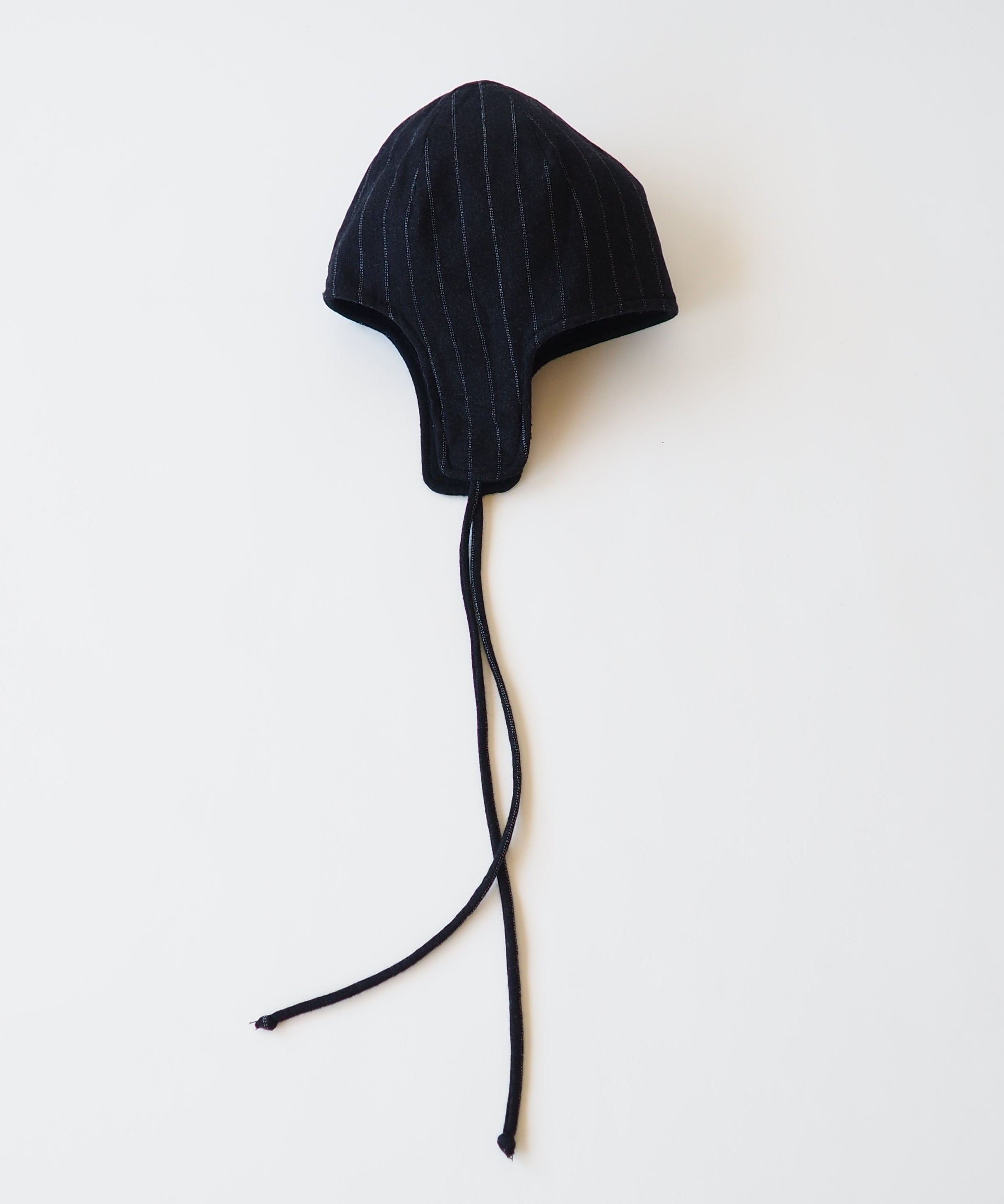 Wool Suiting Beanie in Charcoal Pinstripe - CLYDE