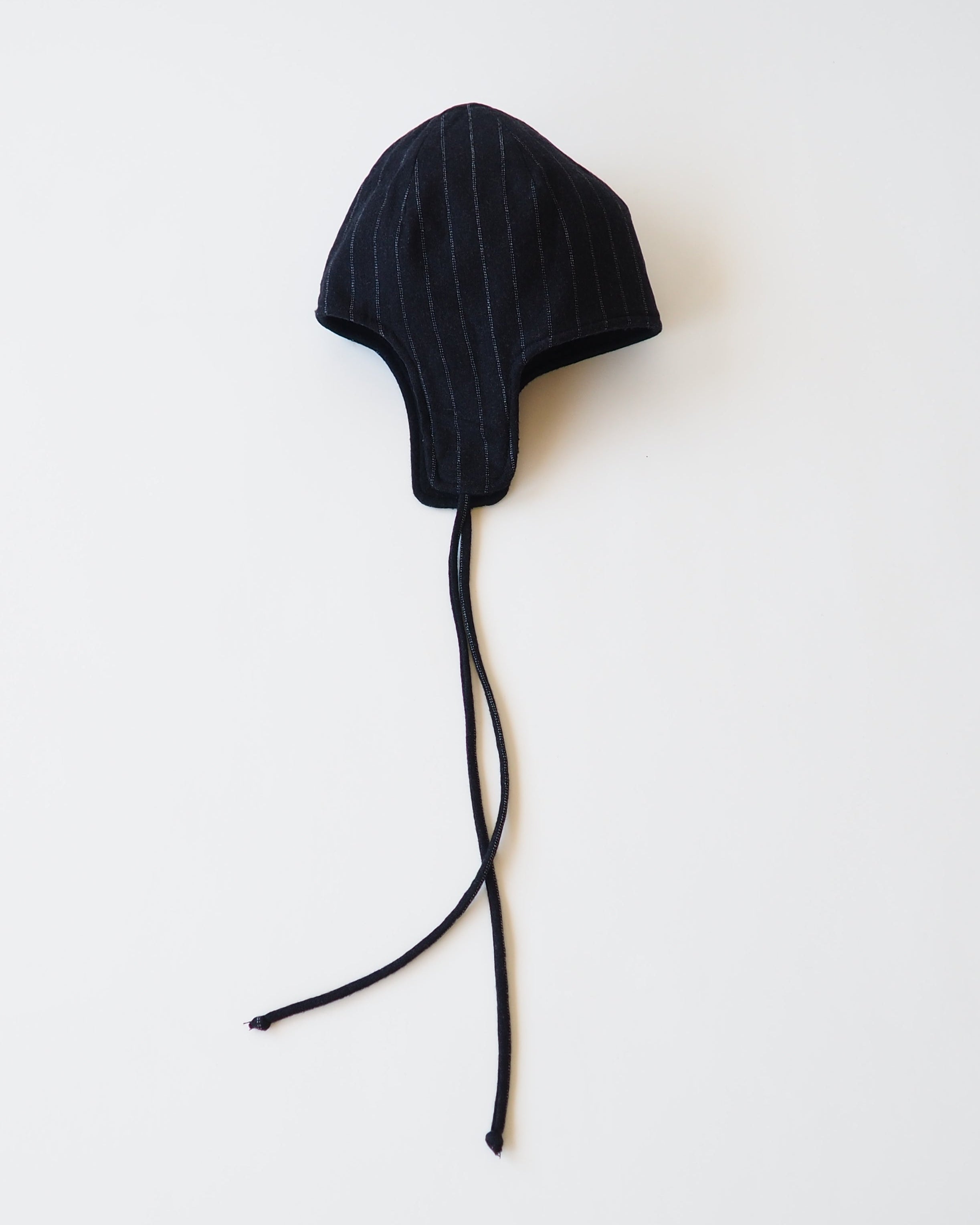 Wool Suiting Beanie in Charcoal Pinstripe - CLYDE