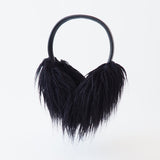 Ear Muffs in Black Faux Yak