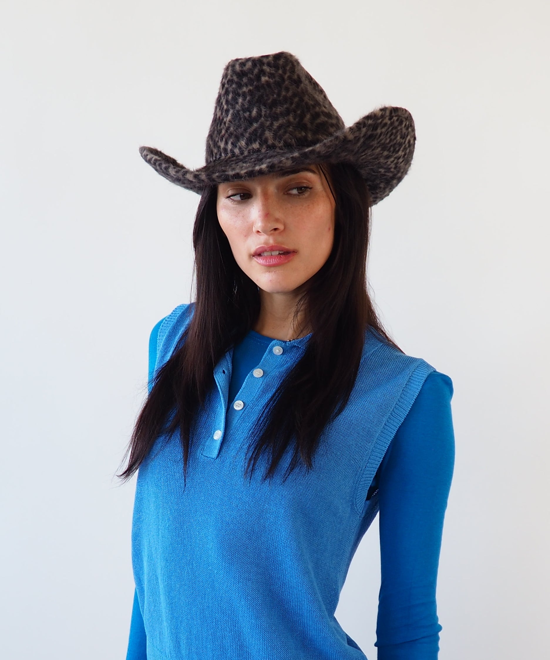Cowboy Hat in Cheetah Spot Angora - CLYDE