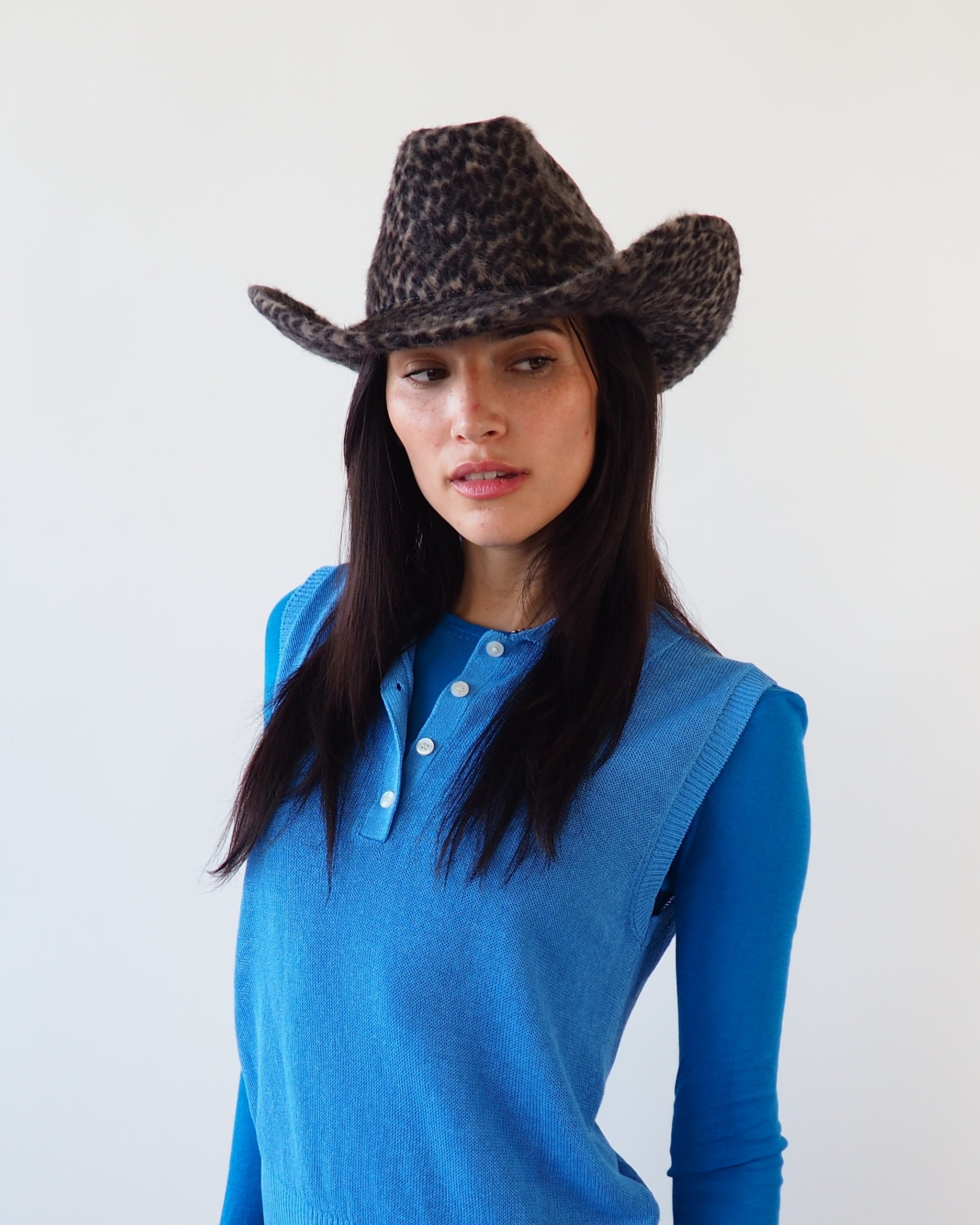 Cowboy Hat in Cheetah Spot Angora - CLYDE