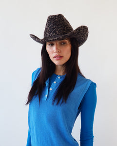 Cowboy Hat in Cheetah Spot Angora - CLYDE