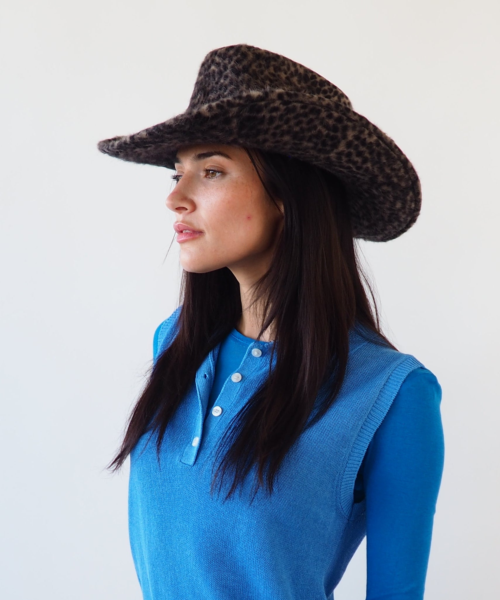 Cowboy Hat in Cheetah Spot Angora - CLYDE