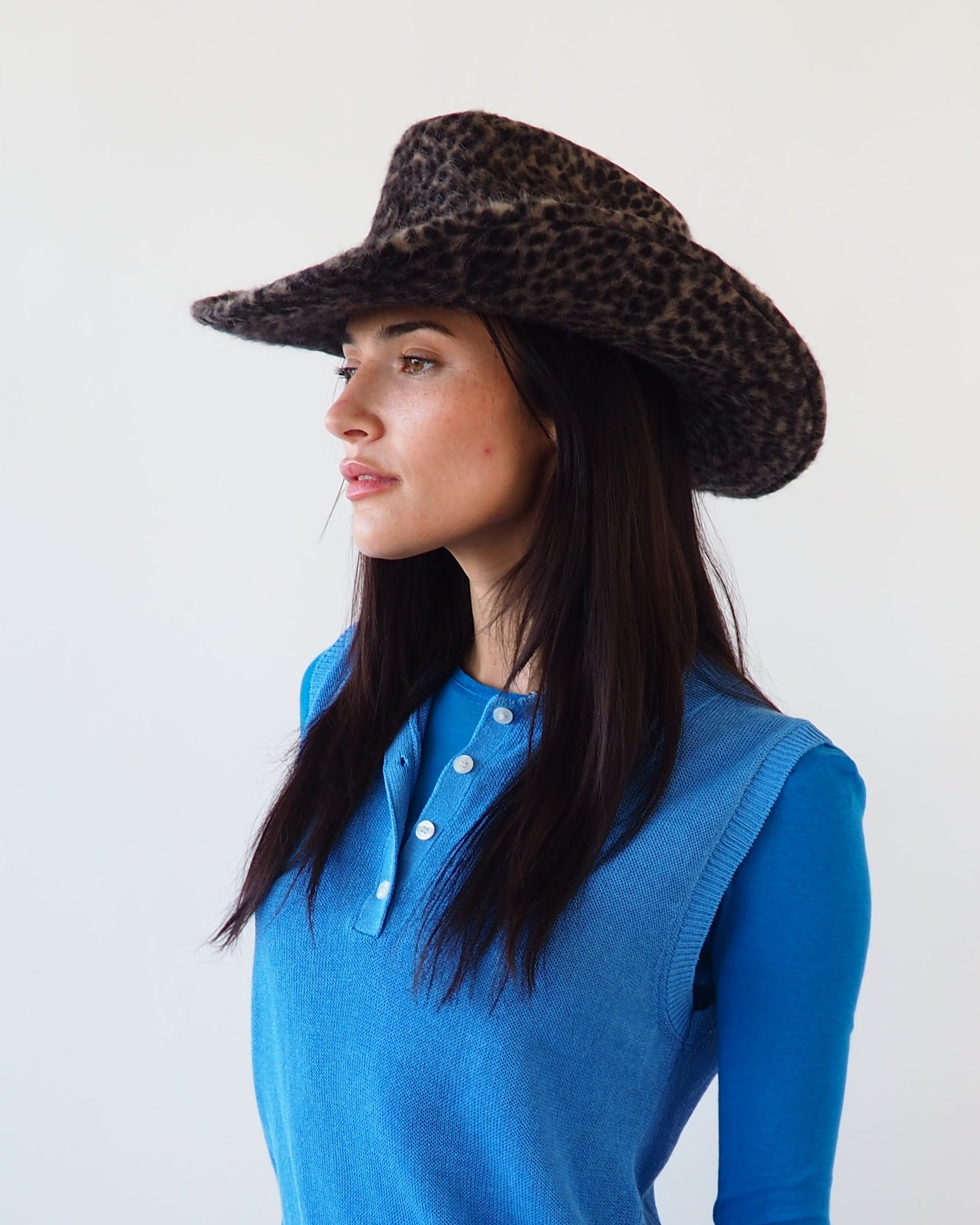 Cowboy Hat in Cheetah Spot Angora - CLYDE