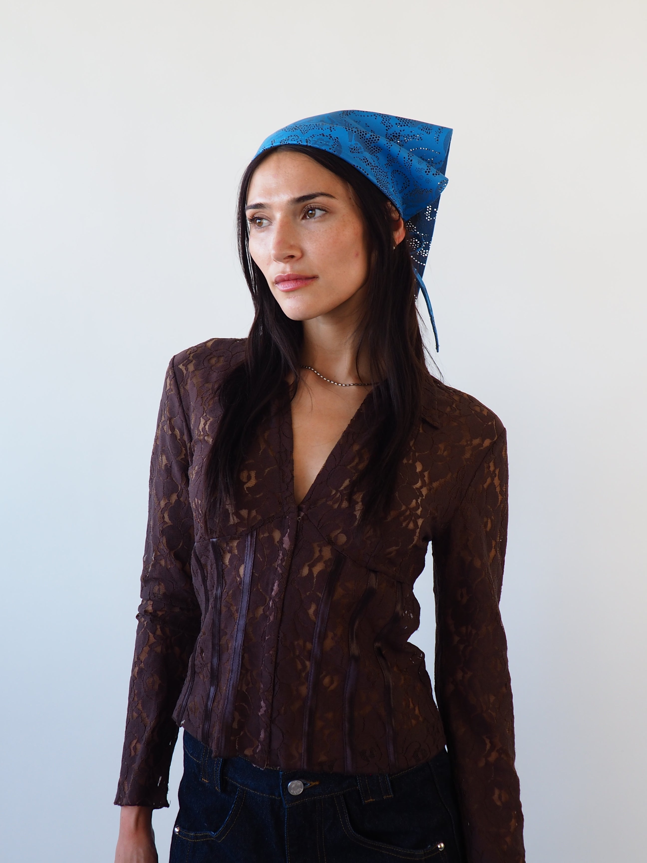 Vita Scarf in Lazer Cut Azure Lambskin - CLYDE