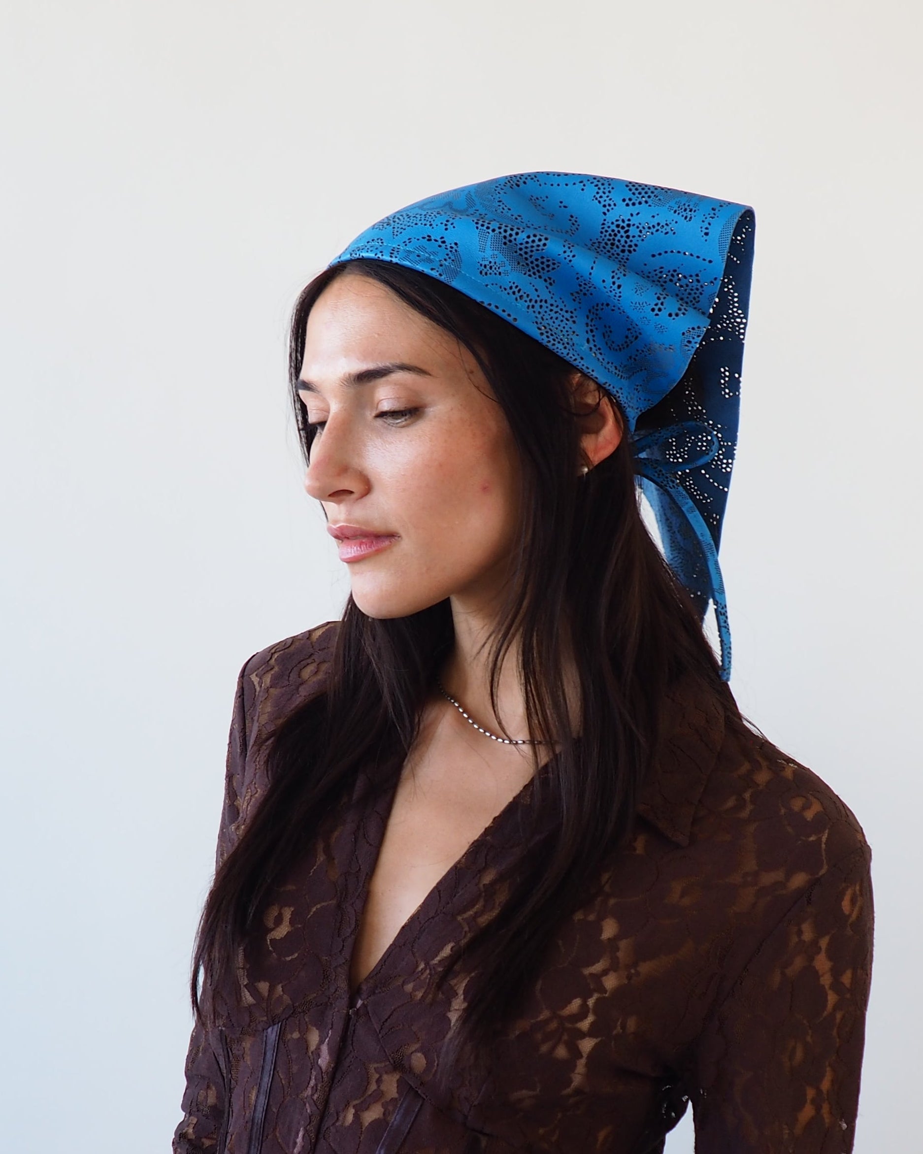 Vita Scarf in Lazer Cut Azure Lambskin - CLYDE