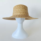 Medium Brim Flat Top Hat in Natural Milan Straw