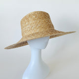 Medium Brim Flat Top Hat in Natural Milan Straw