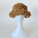 Faux Fur Bucket Hat in Camel Curl