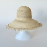 Sloped Brim Flat Top Hat w. Vent in Natural Toquilla Straw