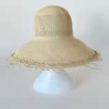 Sloped Brim Flat Top Hat w. Vent in Natural Toquilla Straw