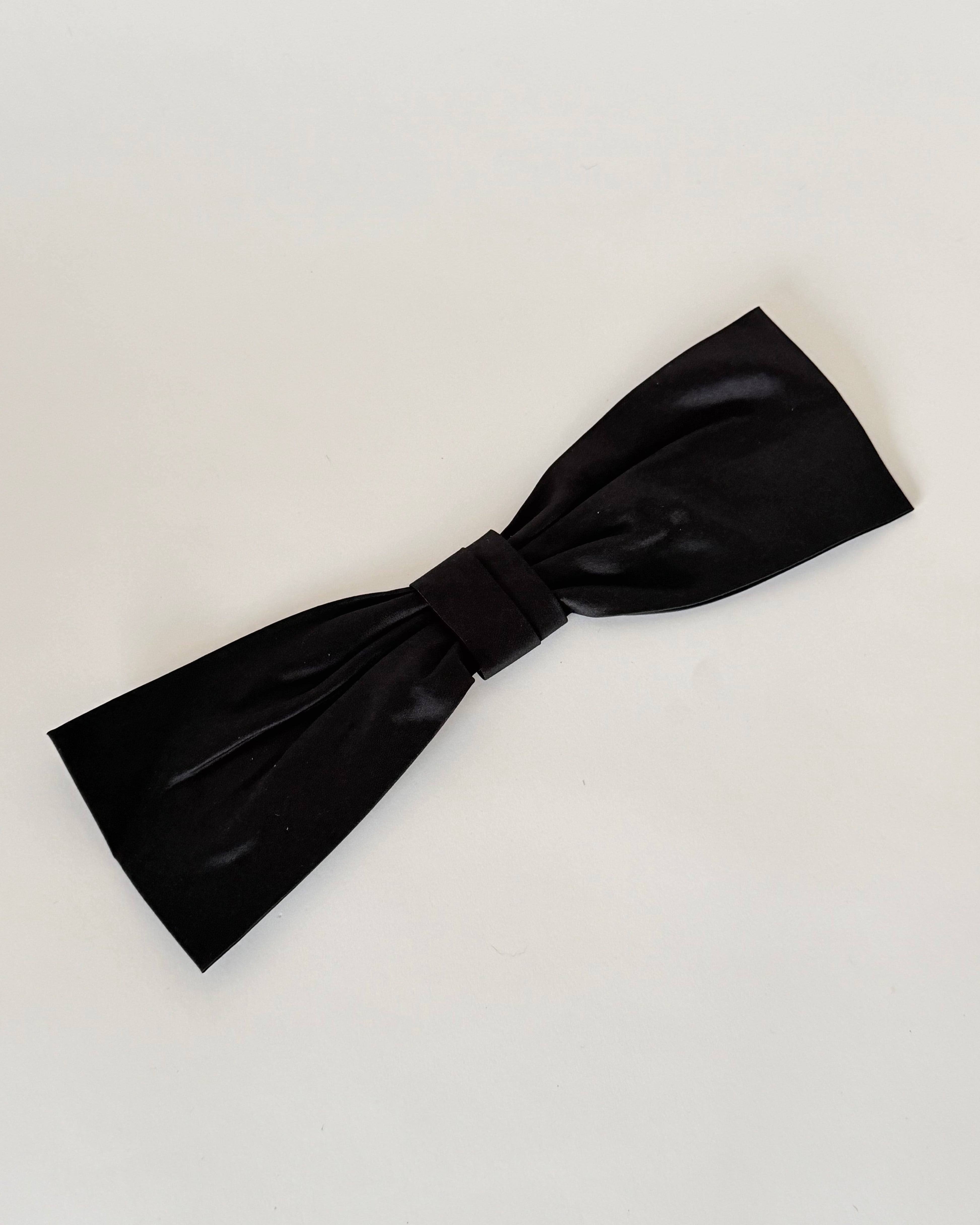 Silk Dupioni Hair Bow Black - CLYDE