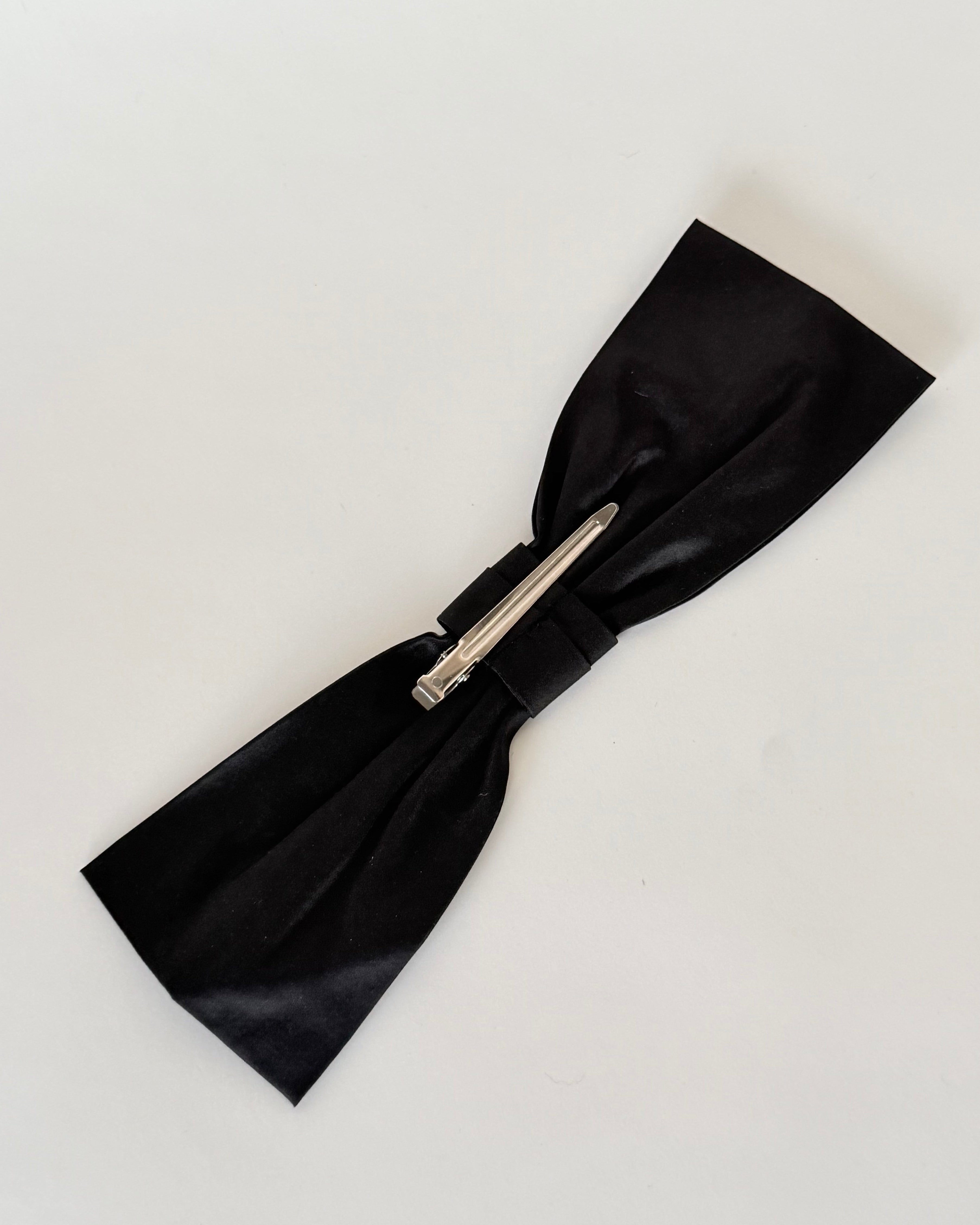 Silk Dupioni Hair Bow Black - CLYDE