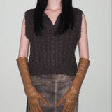 Racing Gloves in Caramel Nappa Lambskin w. Tonal Stripes - CLYDE