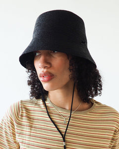 Aries Hat in Black Toquilla Straw - CLYDE