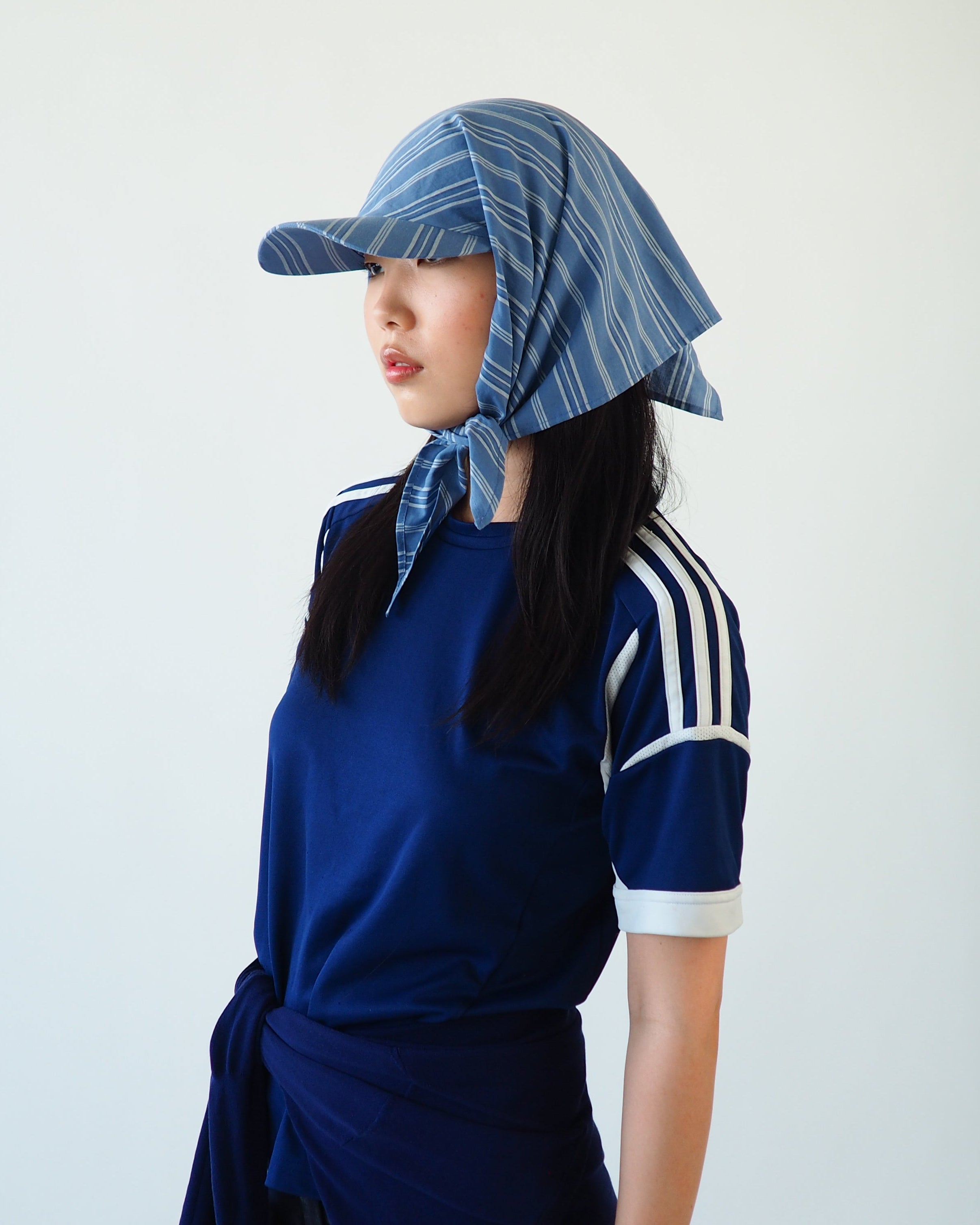Brim Scarf in Blue Stripe Poplin - CLYDE
