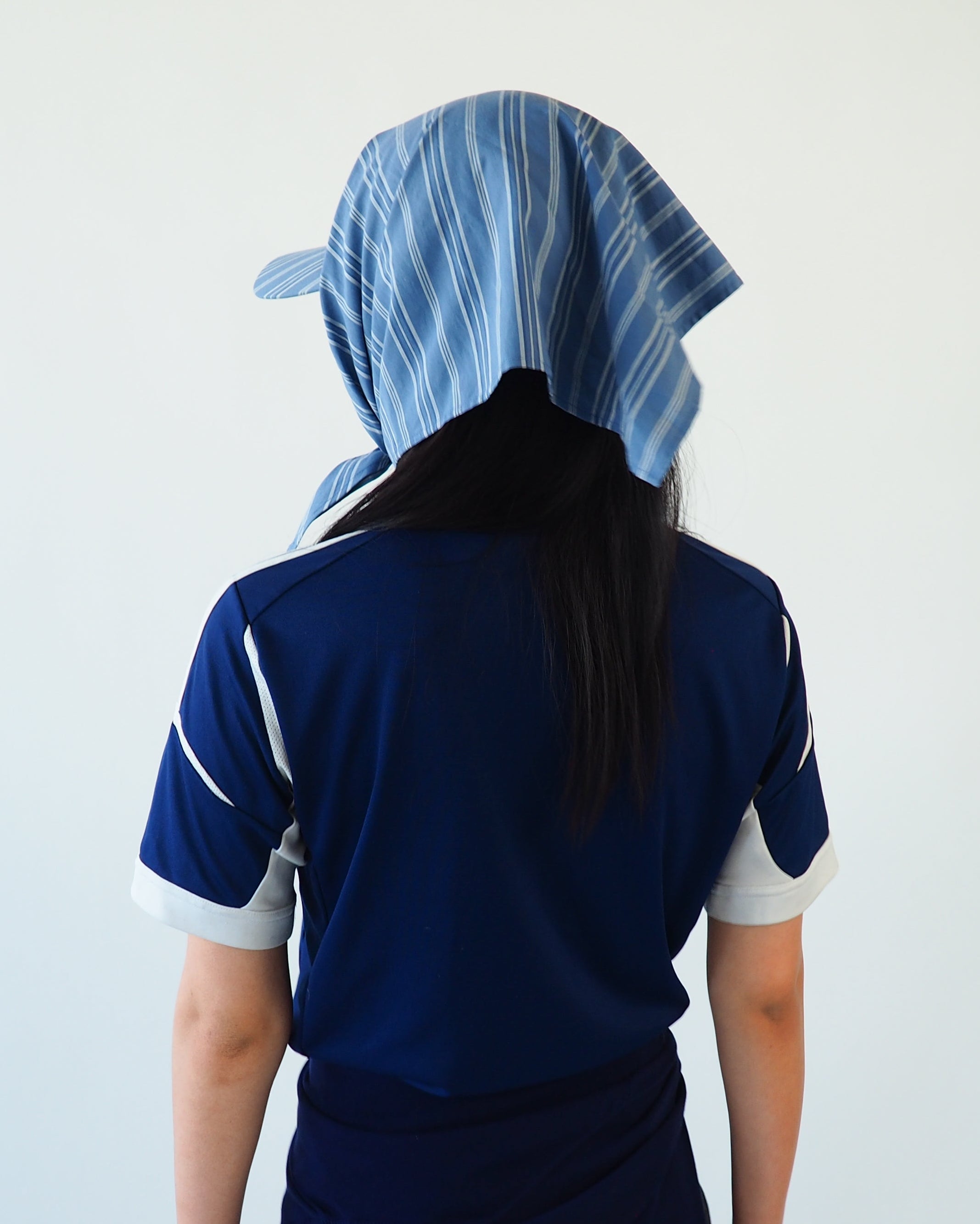 Brim Scarf in Blue Stripe Poplin - CLYDE