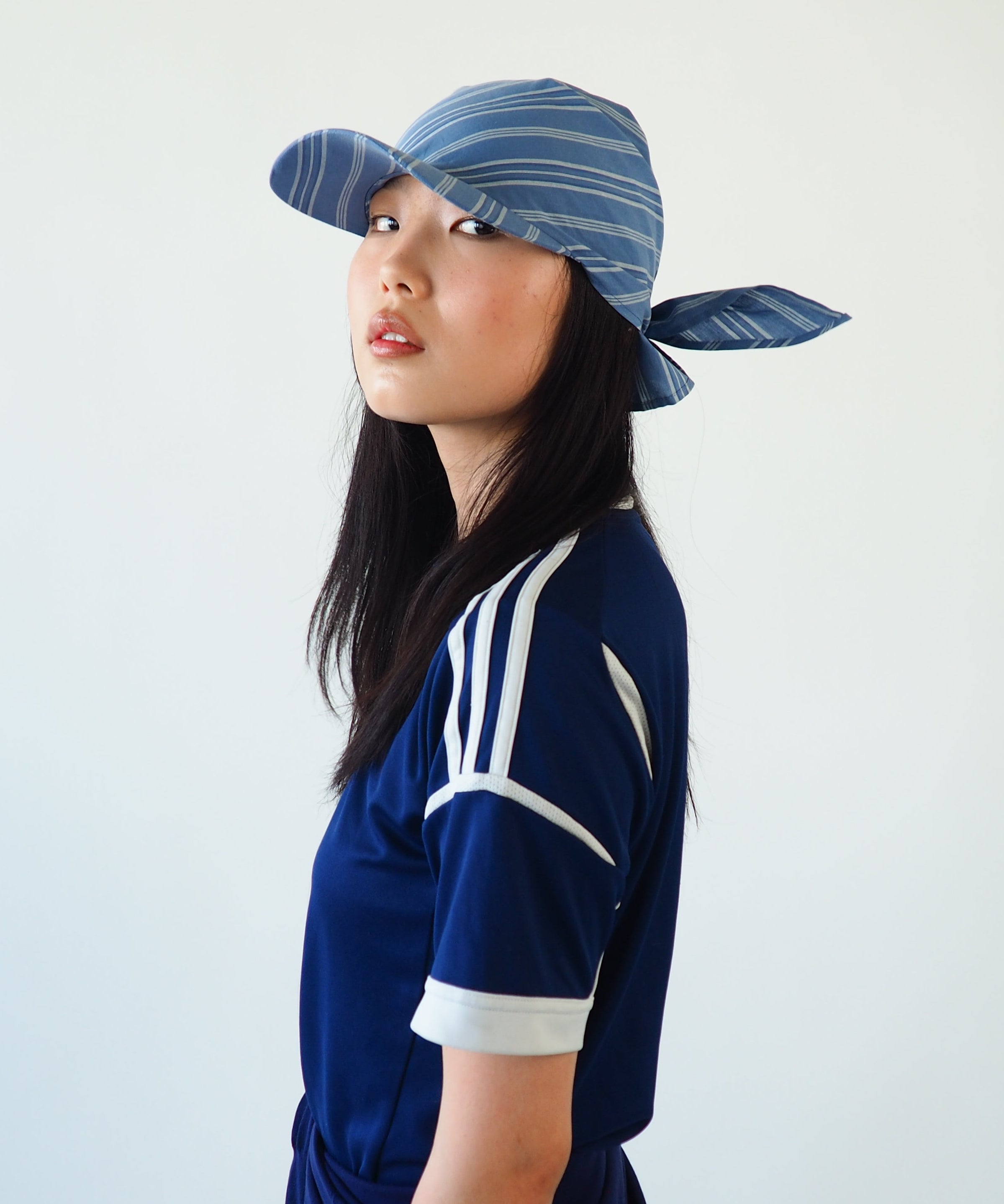 Brim Scarf in Blue Stripe Poplin - CLYDE