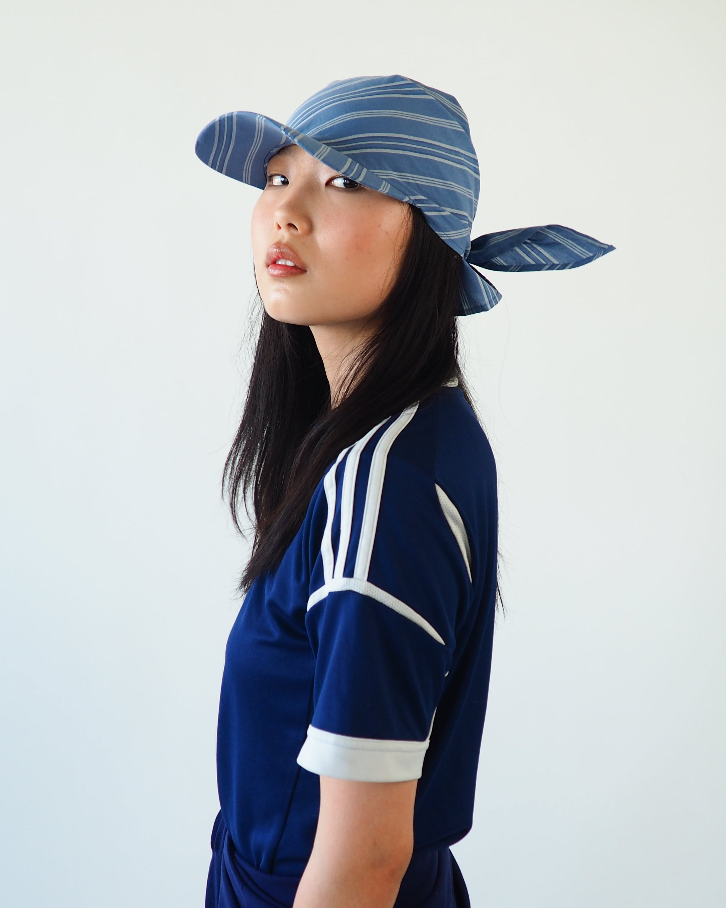 Brim Scarf in Blue Stripe Poplin - CLYDE