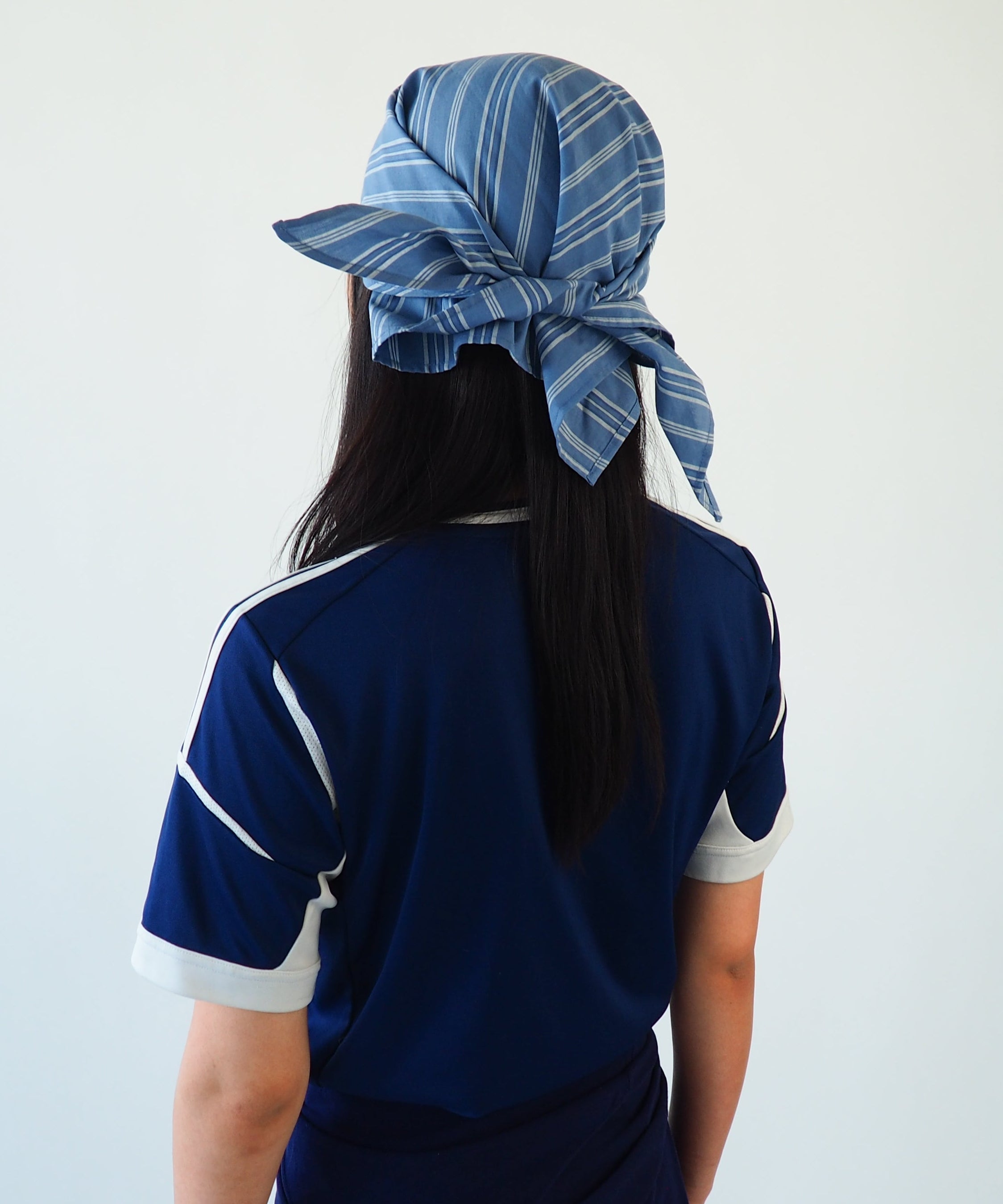 Brim Scarf in Blue Stripe Poplin - CLYDE
