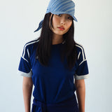 Brim Scarf in Blue Stripe Poplin - CLYDE