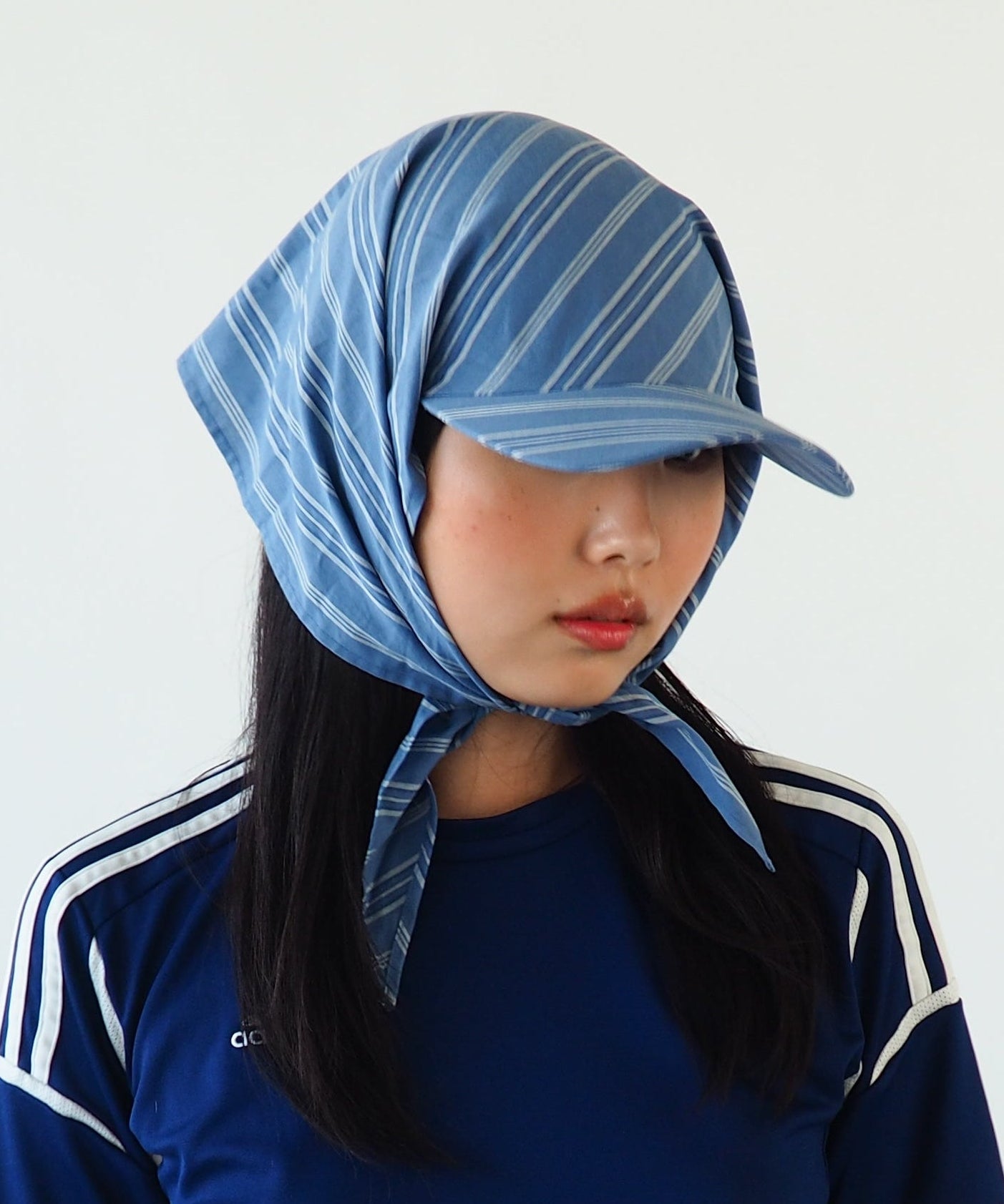 Brim Scarf in Blue Stripe Poplin - CLYDE