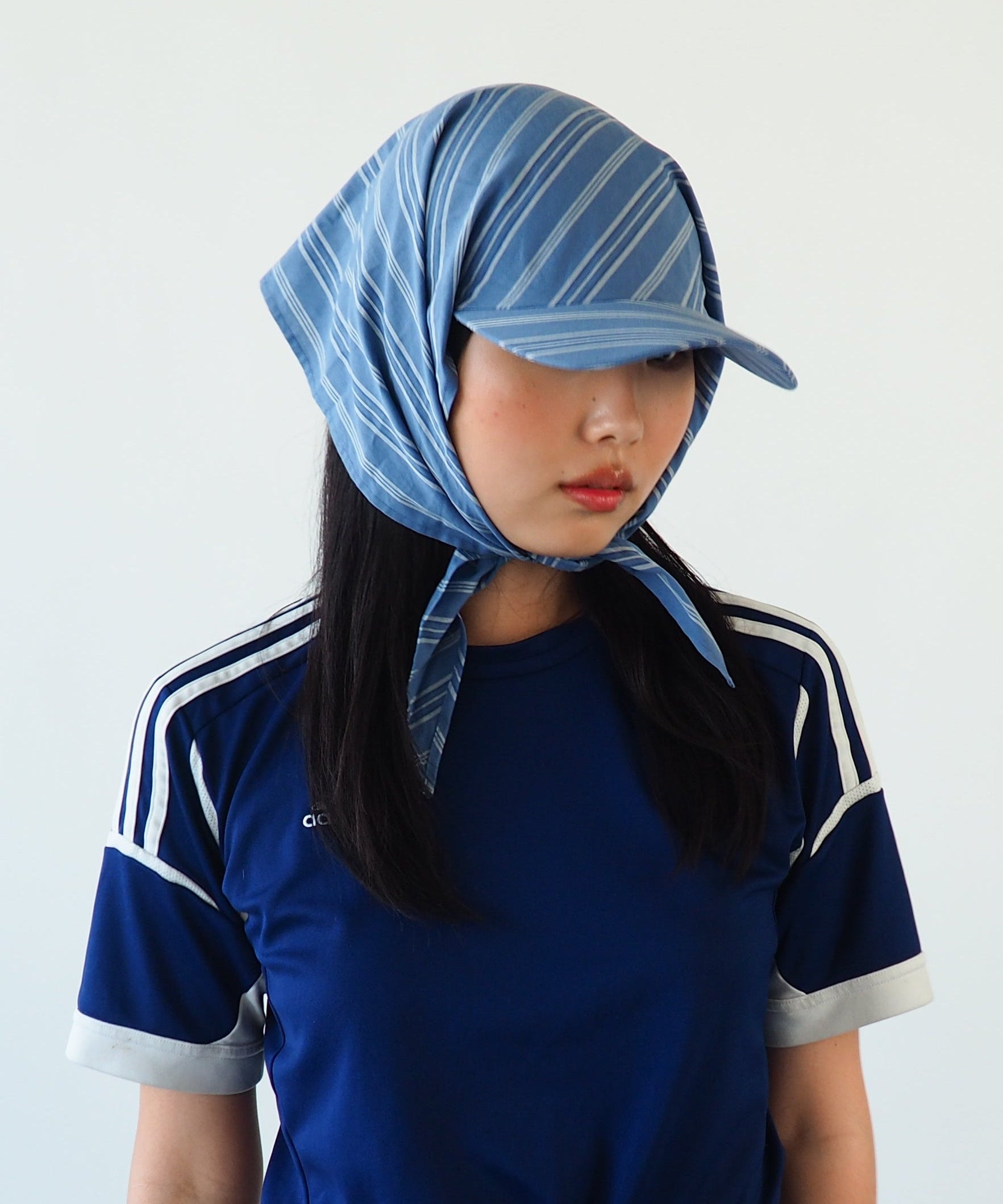 Brim Scarf in Blue Stripe Poplin - CLYDE