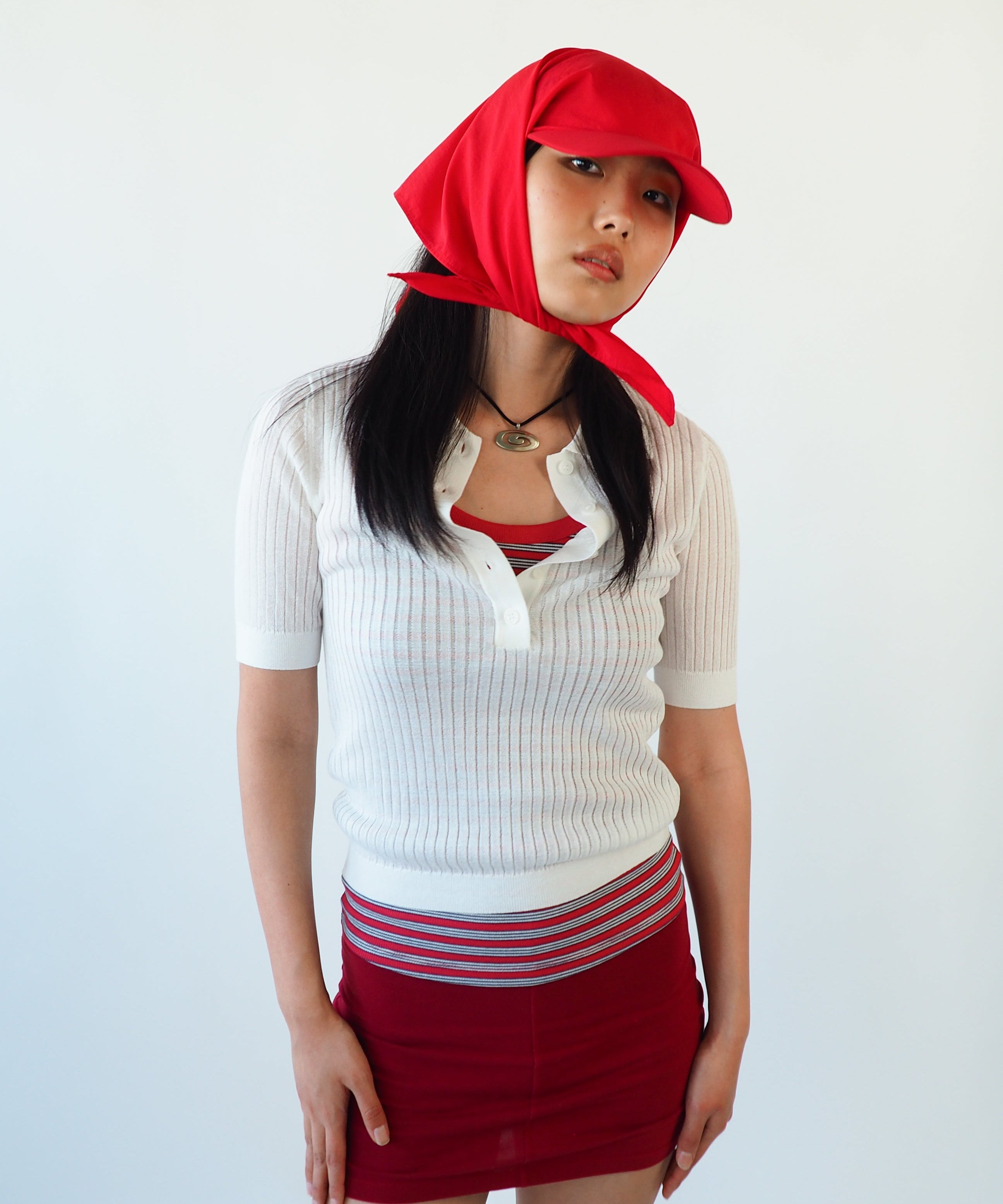 Brim Scarf in Red Nylon - CLYDE