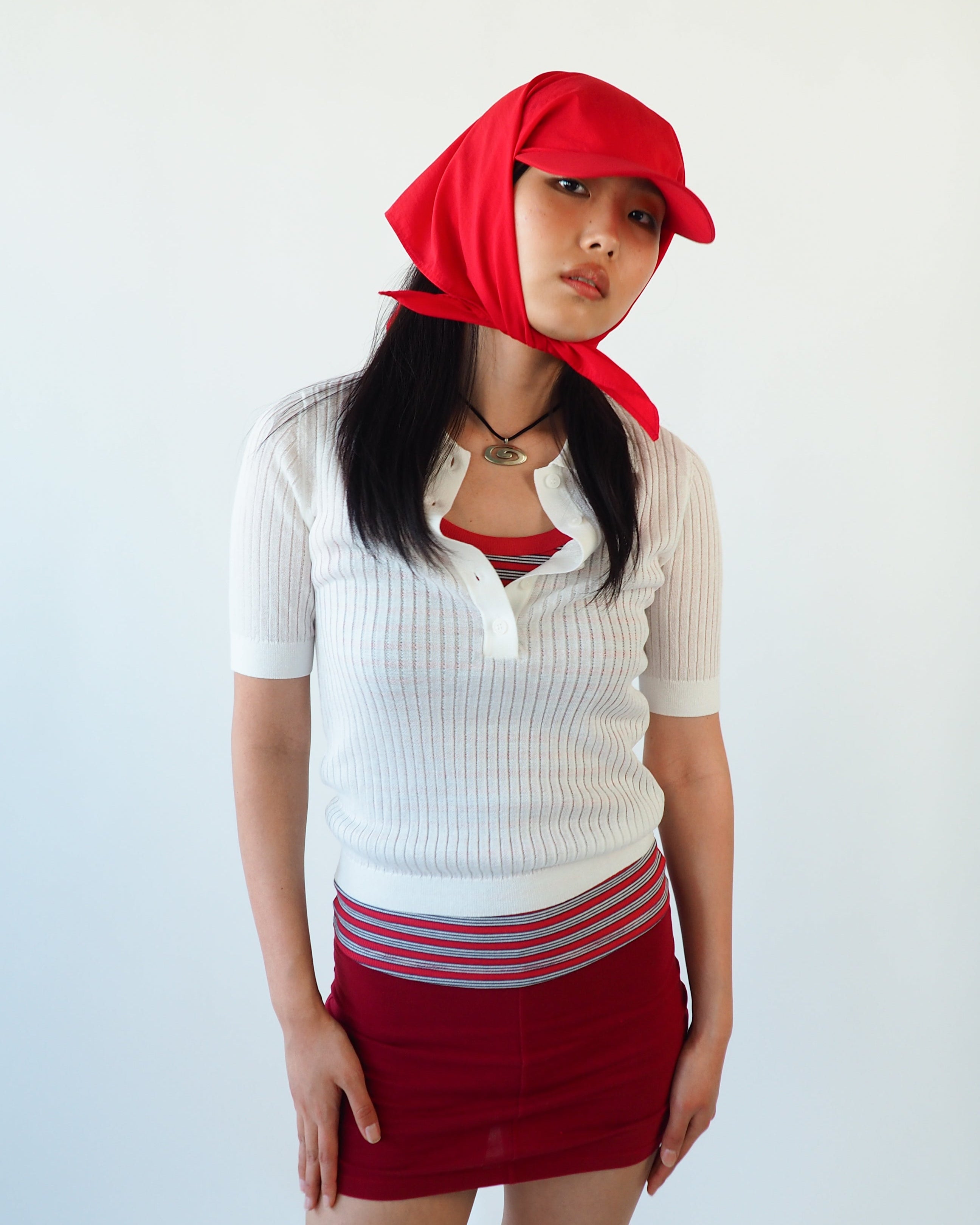 Brim Scarf in Red Nylon - CLYDE