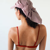 Brim Scarf in Wine White Stripe Poplin