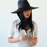 Caro Hat w. Neck Shade in Black Toquilla Straw - CLYDE