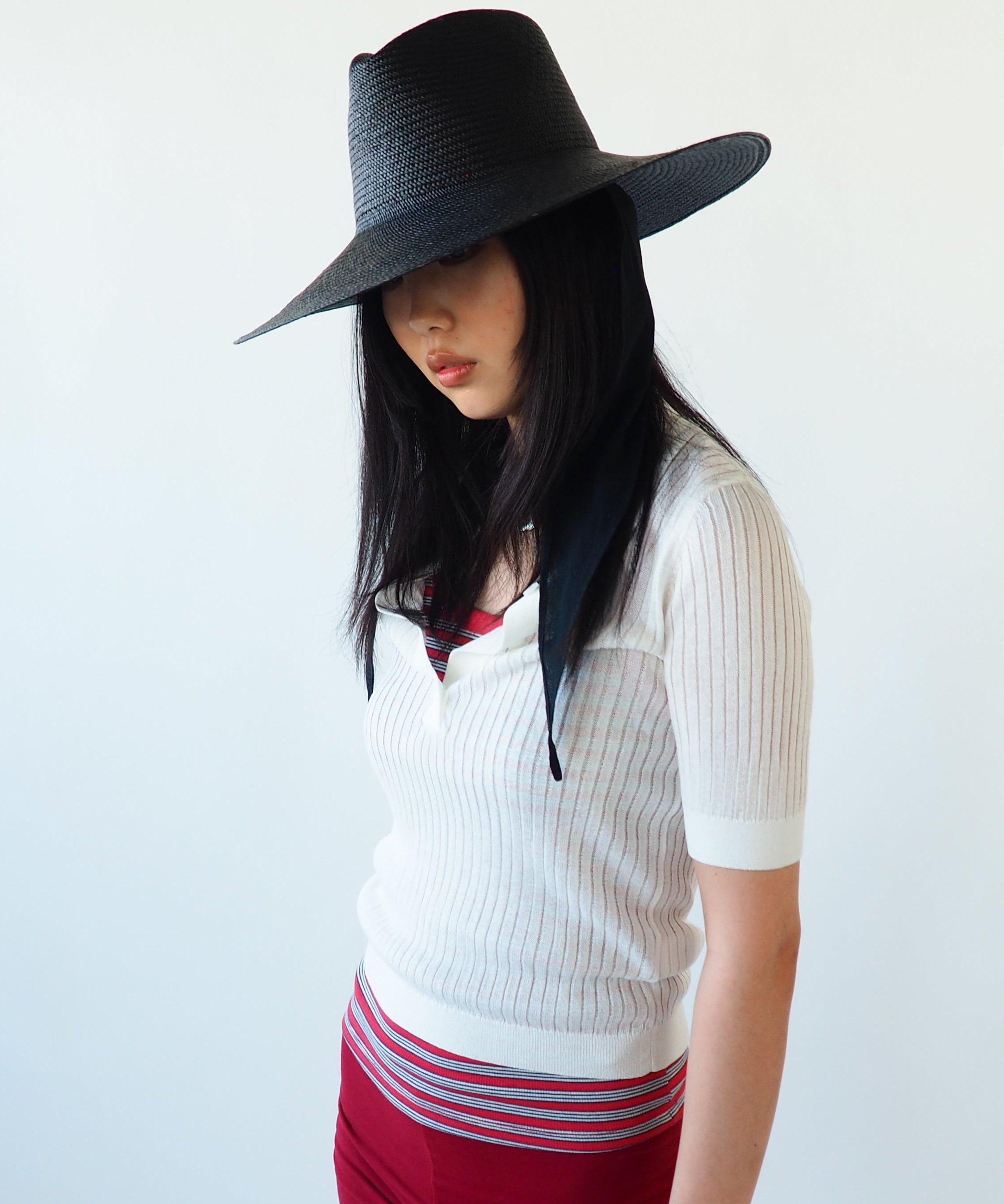 Caro Hat w. Neck Shade in Black Toquilla Straw - CLYDE