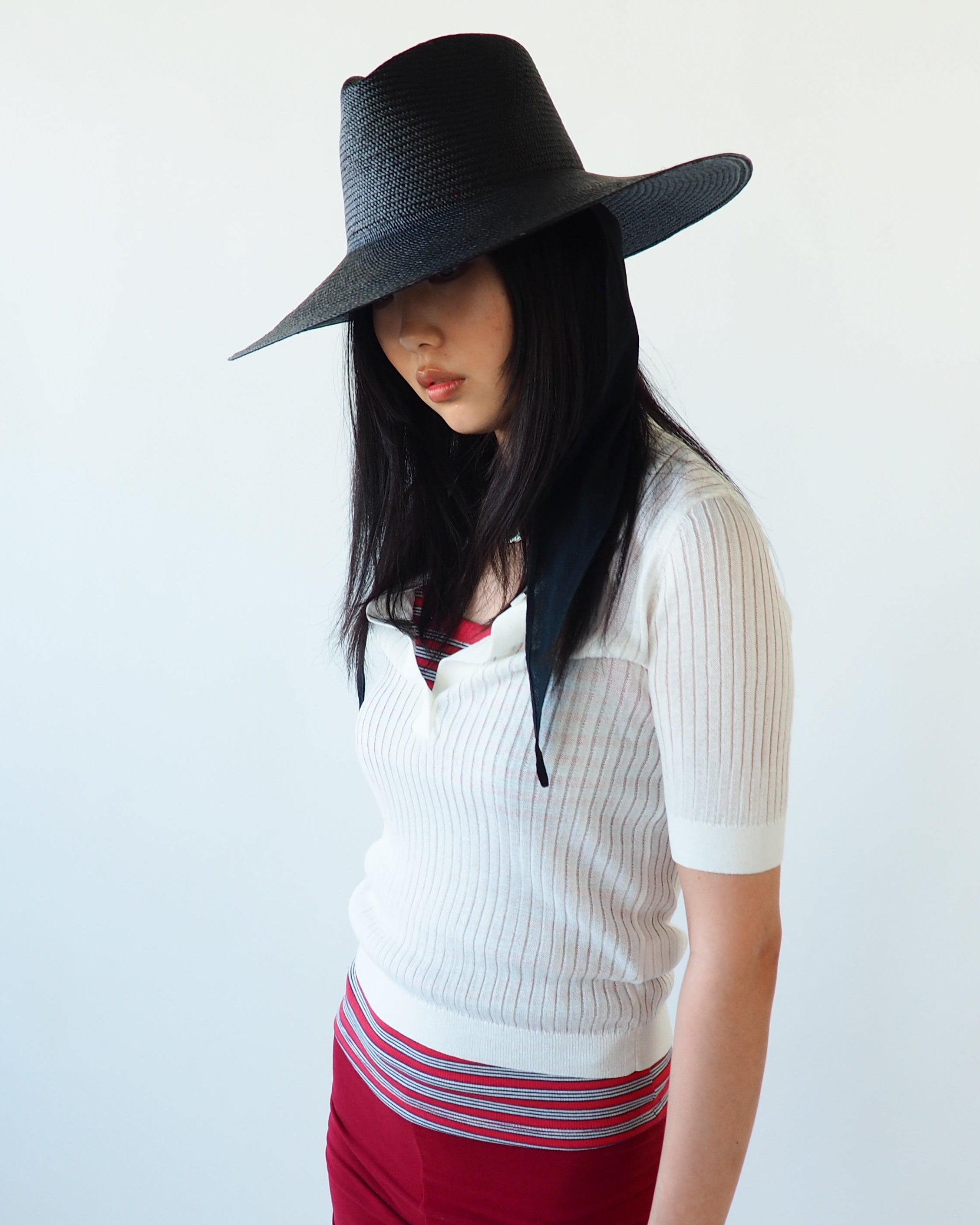 Caro Hat w. Neck Shade in Black Toquilla Straw - CLYDE