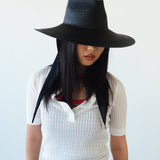 Caro Hat w. Neck Shade in Black Toquilla Straw - CLYDE