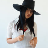 Caro Hat w. Neck Shade in Black Toquilla Straw - CLYDE