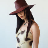 Caro Hat w. Neck Shade in Earth Brown Toquilla Straw - CLYDE