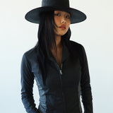 Cielo Hat w. Shade in Black Toquilla Straw - CLYDE